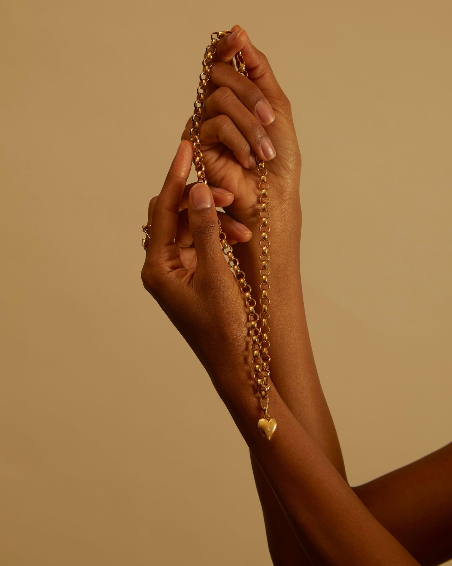 Gold Heart Diamond Charm | LunaFlo London