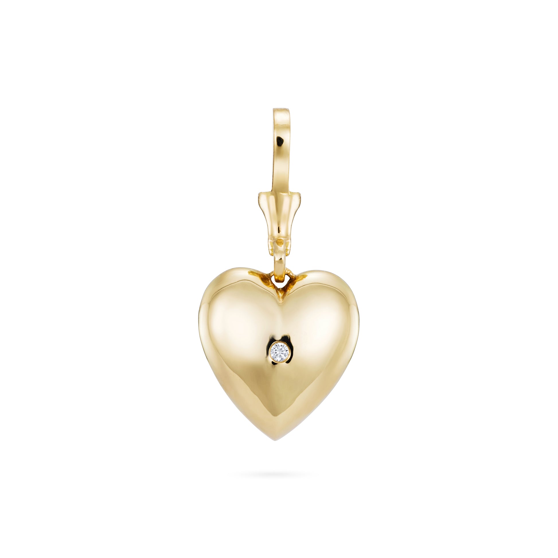 Gold Heart Diamond Charm | LunaFlo London