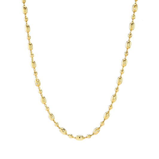 Gold Ellipse Charm Necklace | LunaFlo London