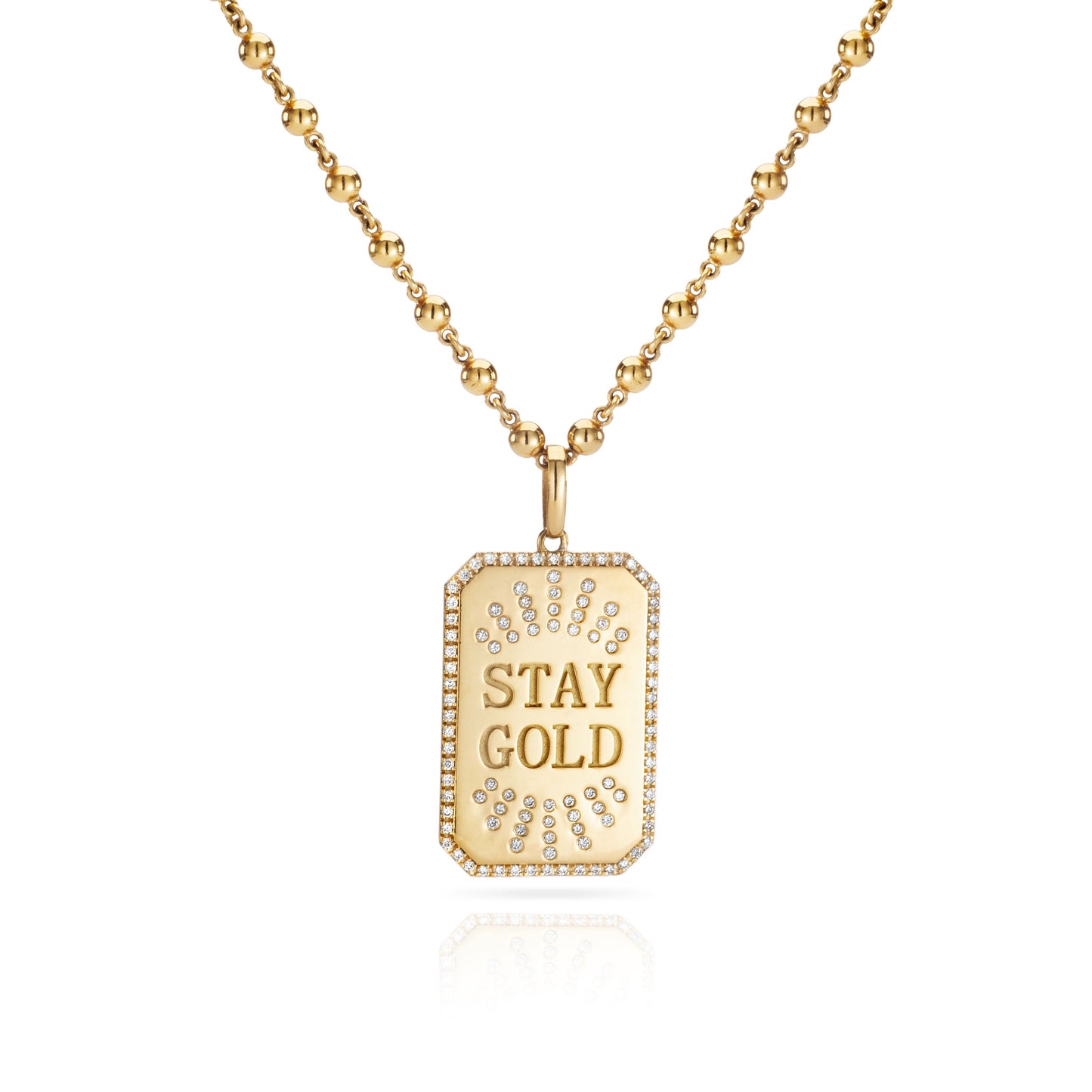 Stay Gold Pendant and Golden Tag Necklace