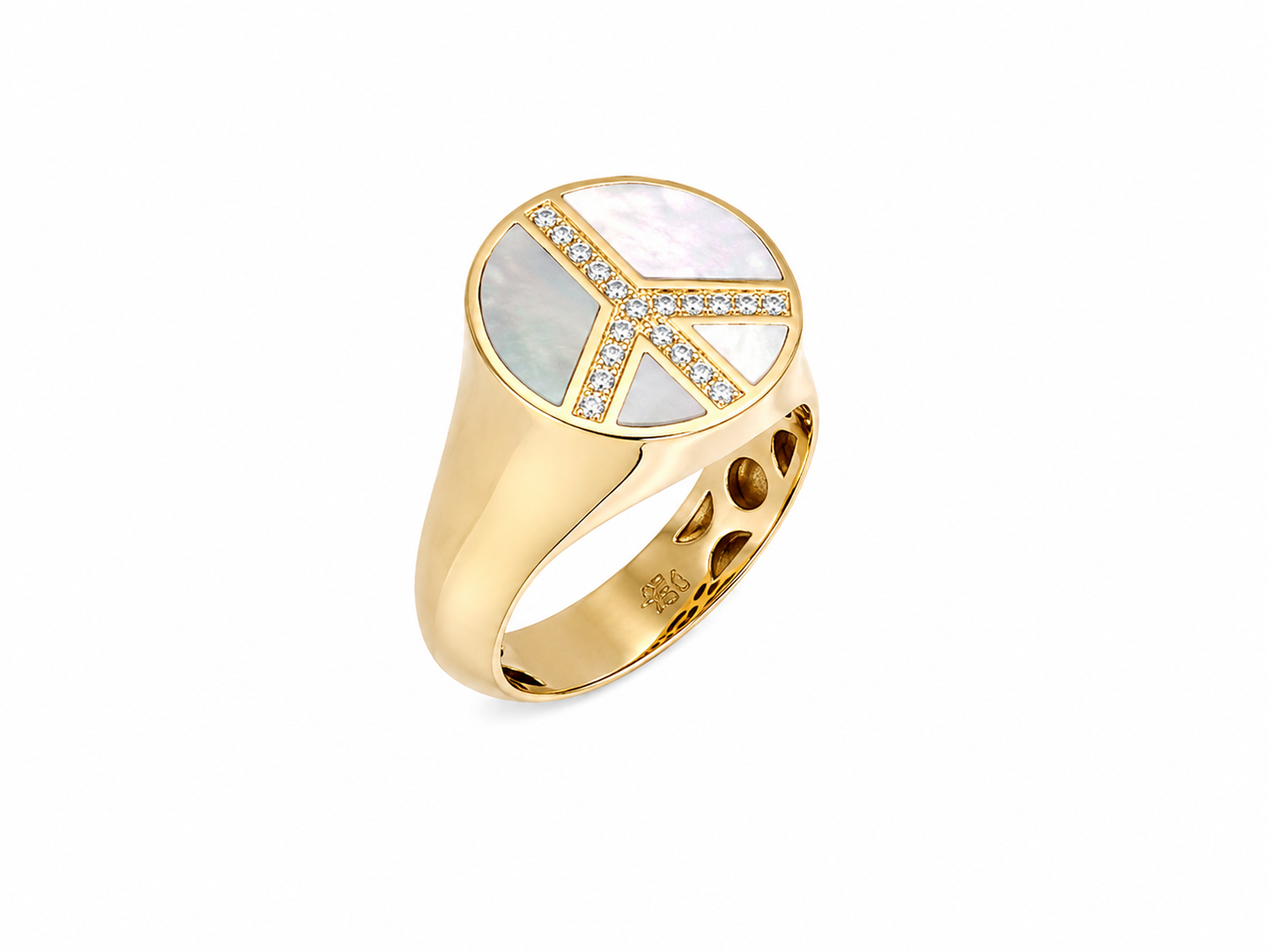 Peace Ring - with black or white diamonds