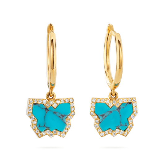 Diamond Butterfly Earrings - Turquoise | LunaFlo London