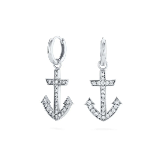 Anchor Earrings In Platinum Lunaflolondon