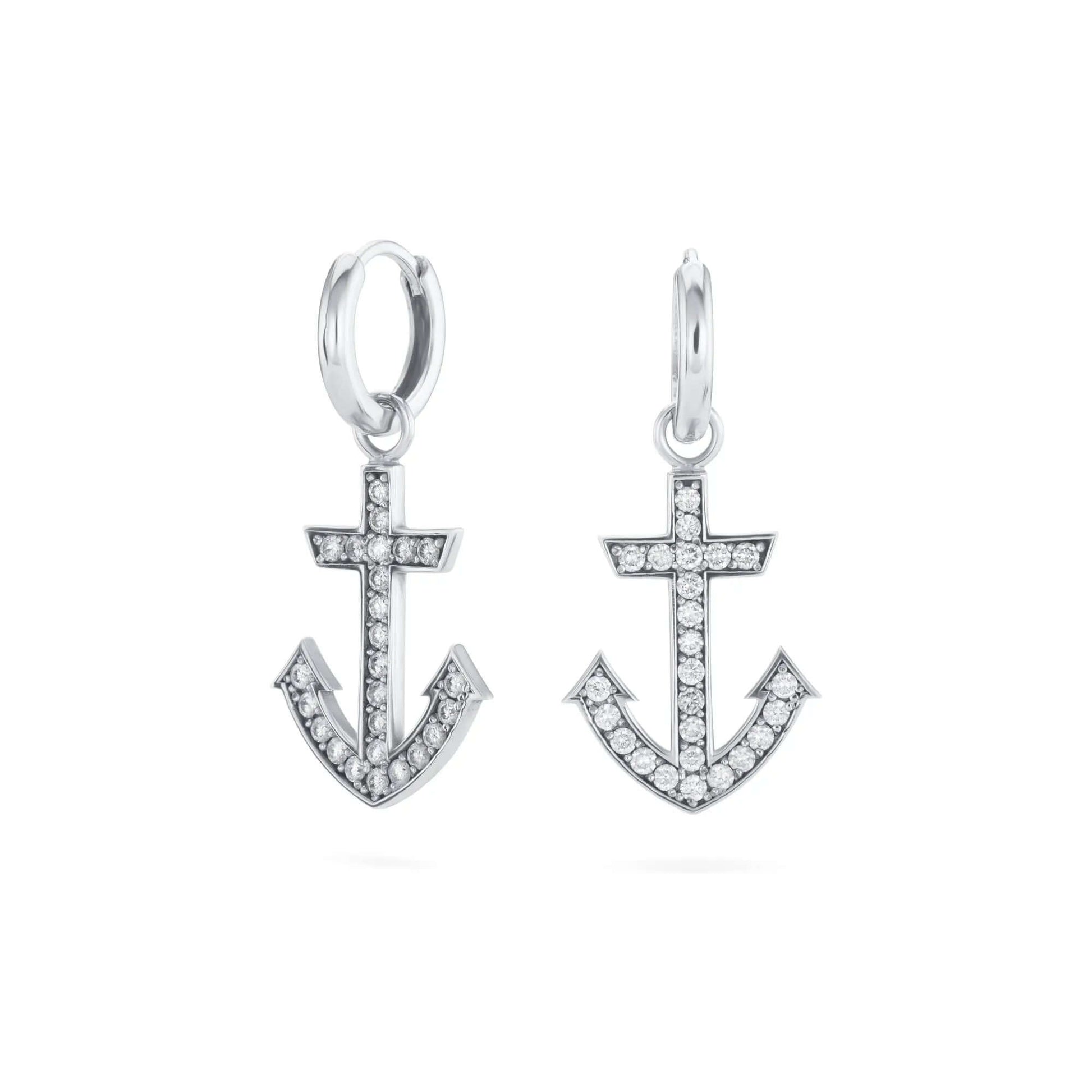 Anchor Earrings In Platinum | LunaFlo London