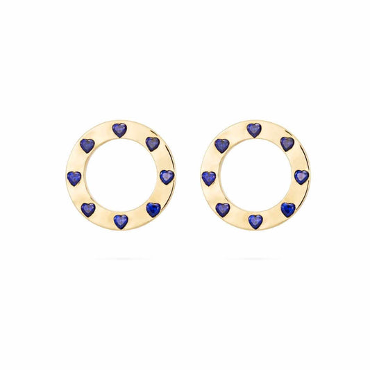 Blue Heart Wheel Pendant Earrings Lunaflolondon
