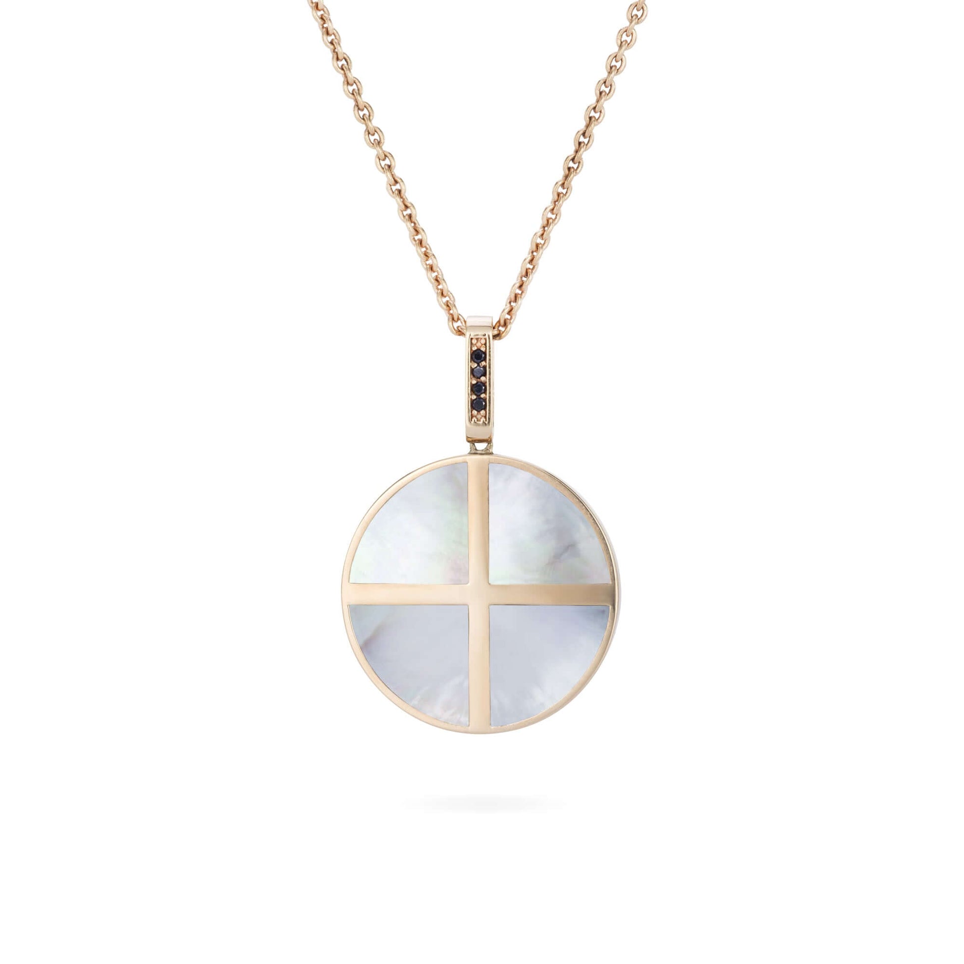 18K Gold & Pearl Earth Wheel Pendent Necklace |