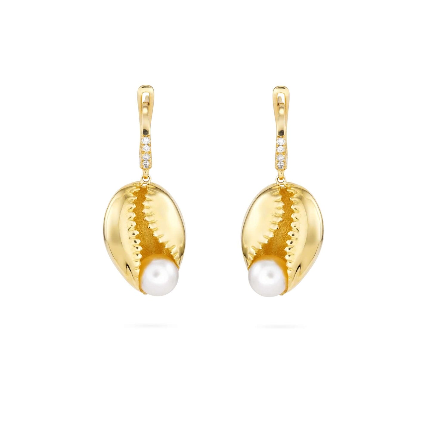 Cowrie Shell Drop Earrings Lunaflolondon