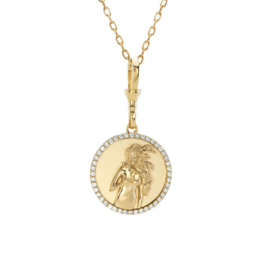 Aphrodite coin charm (with diamond) Lunaflolondon