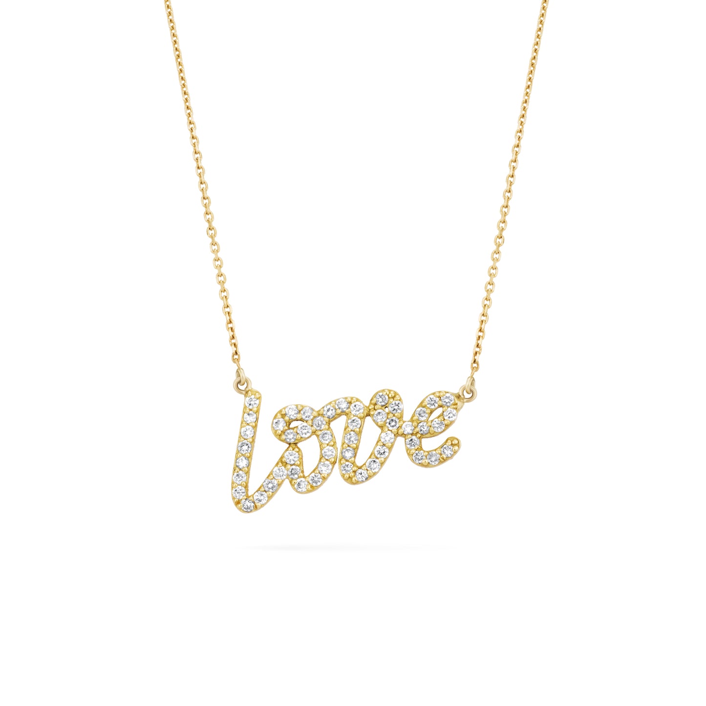 Love Necklace with Gold & White Diamonds Lunaflolondon