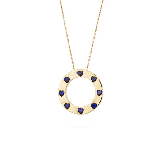 Blue Heart Wheel Pendent Necklace | LunaFlo London