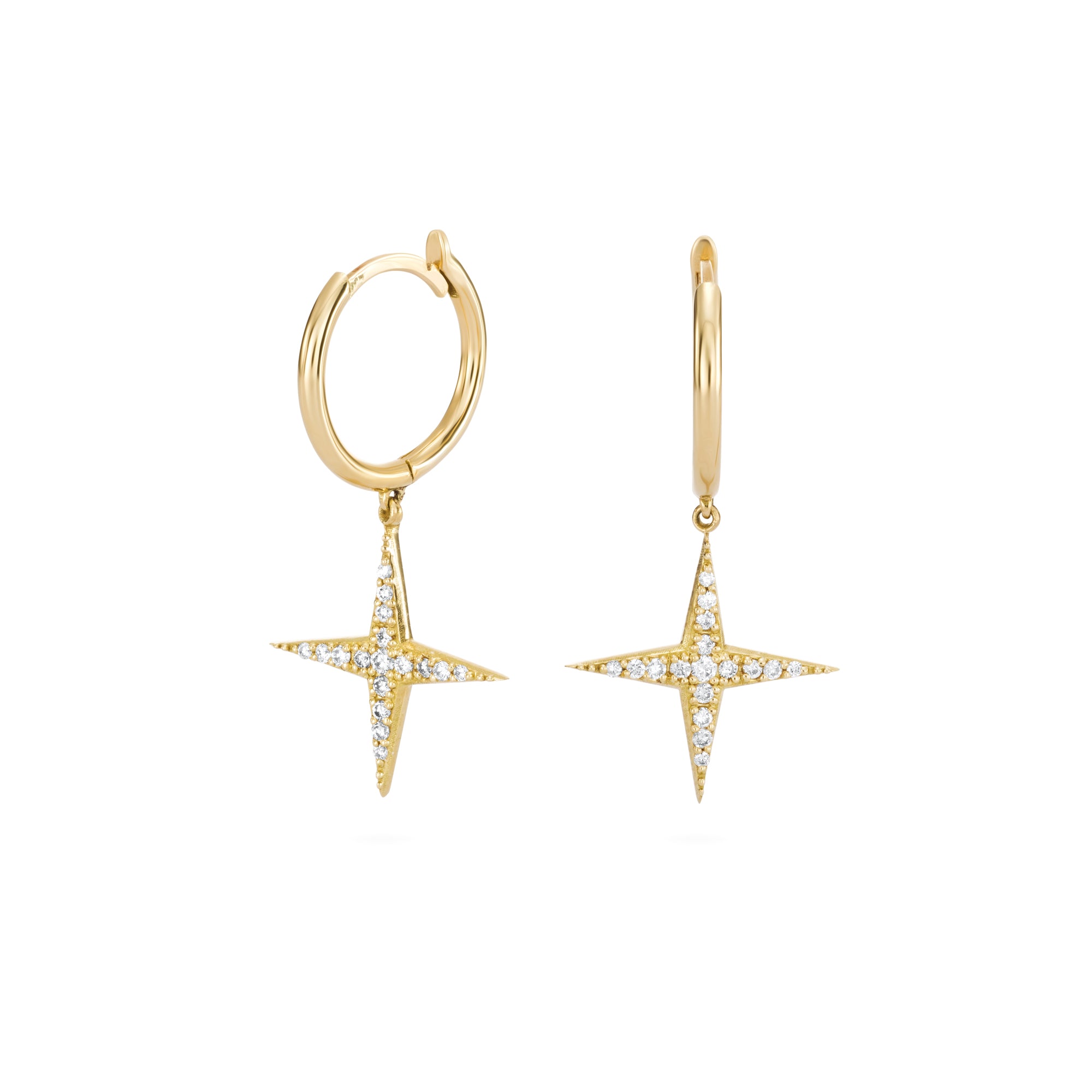 Pole Star Earrings | 18K Diamond Gold Earrings | LunaFlo London Jewellery