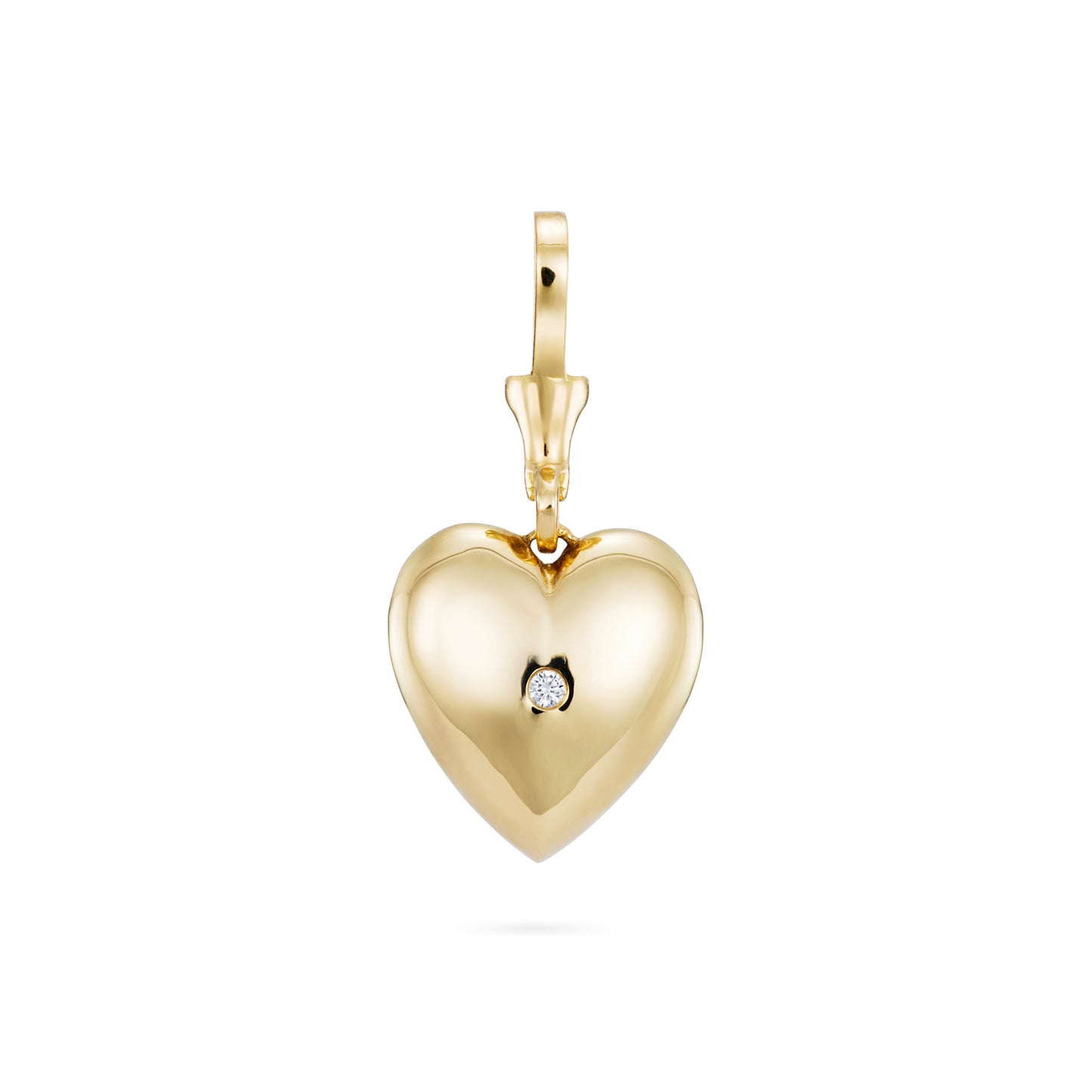 Gold Heart Diamond Charm Lunaflolondon