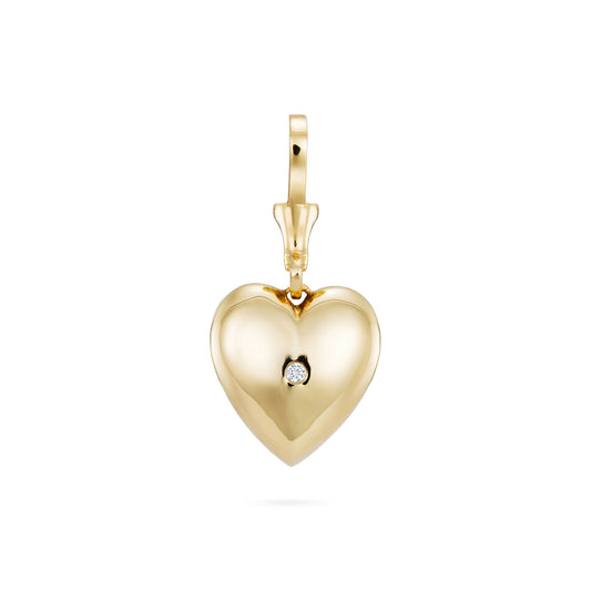 Gold Heart Diamond Charm Lunaflolondon