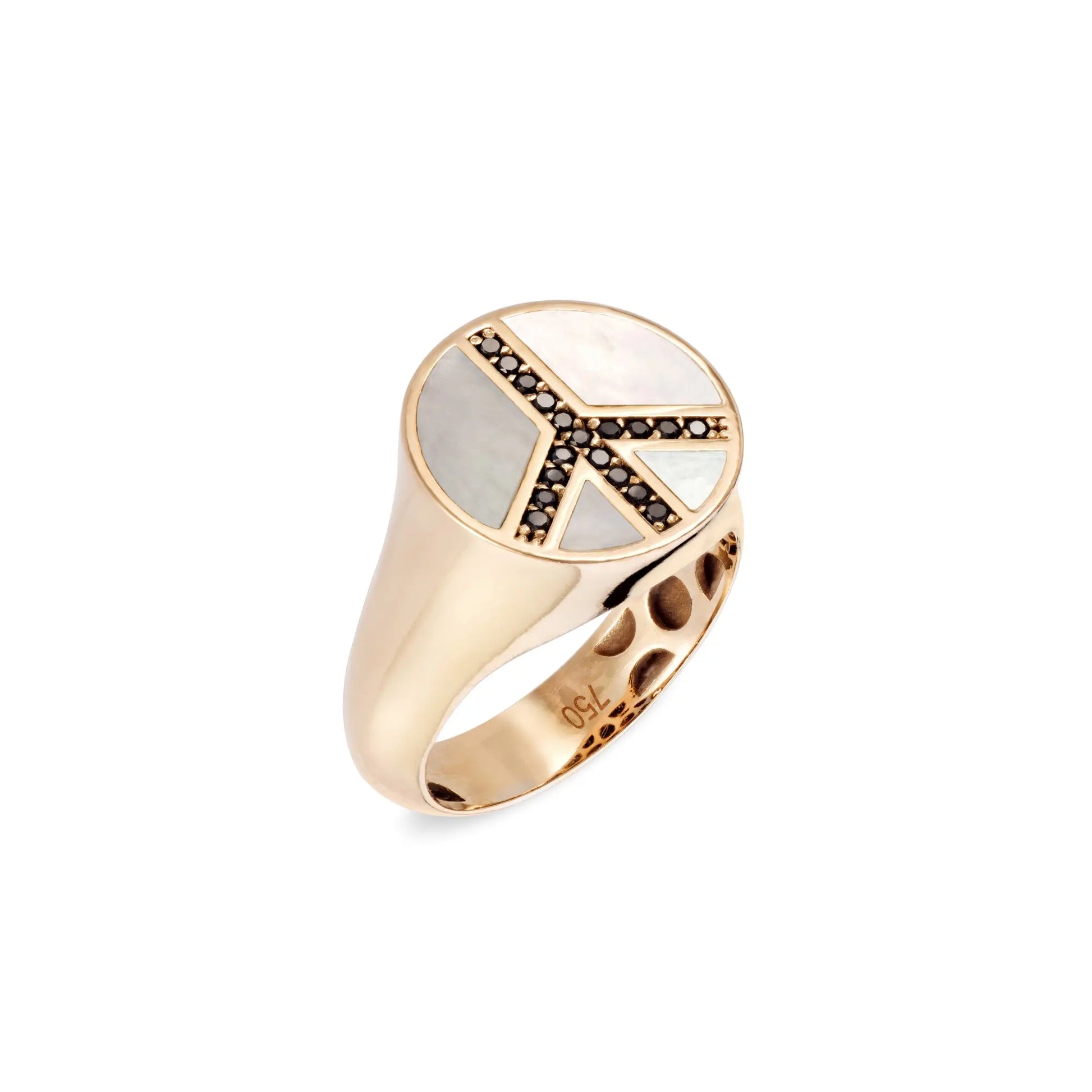 Peace Ring - with black or white diamonds Lunaflolondon
